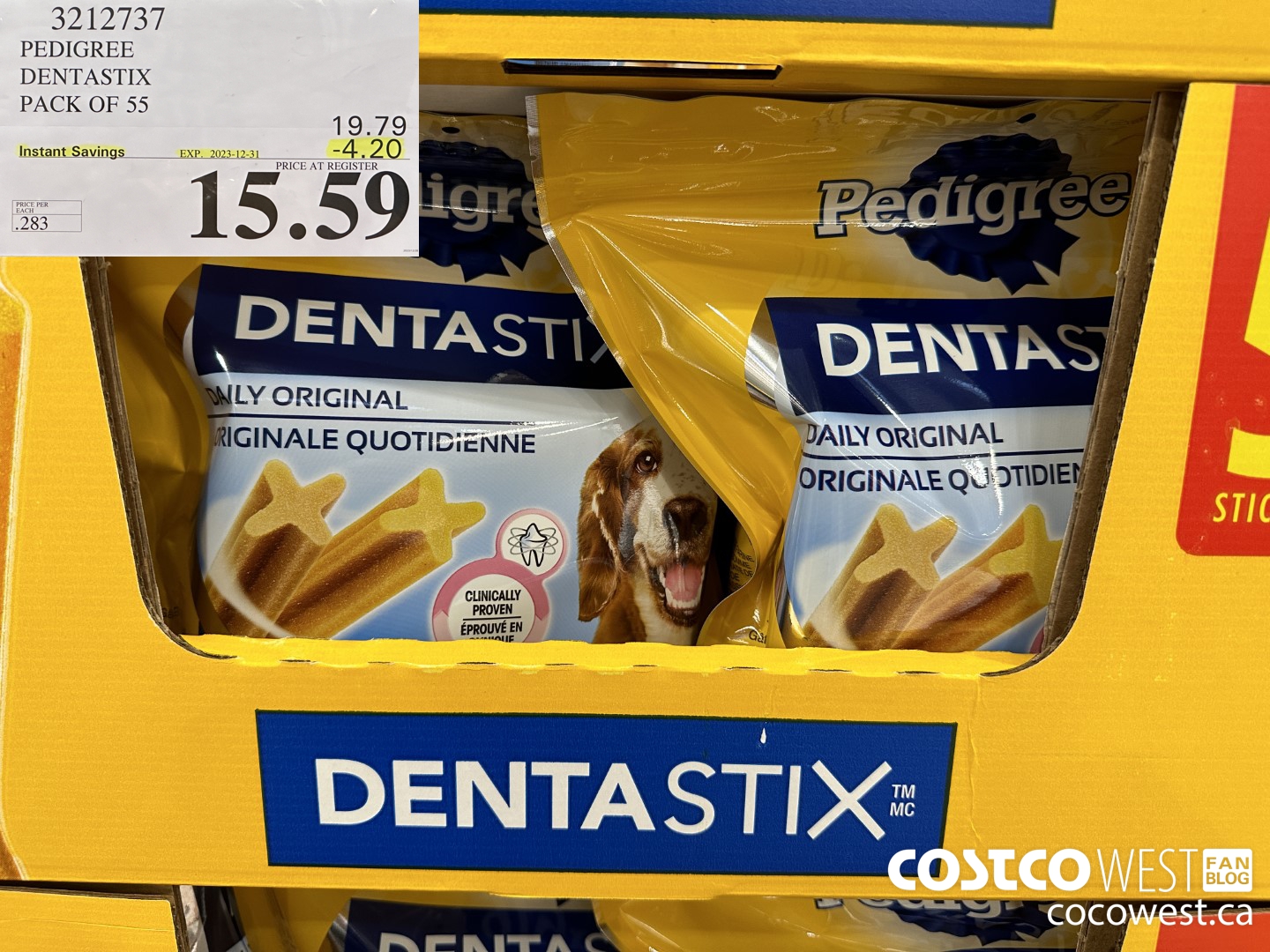 3212737 PEDIGREE DENTASTIX PACK OF 55 ($4.20 INSTANT SAVINGS EXPIRES ON 2023-12-31) $15.59