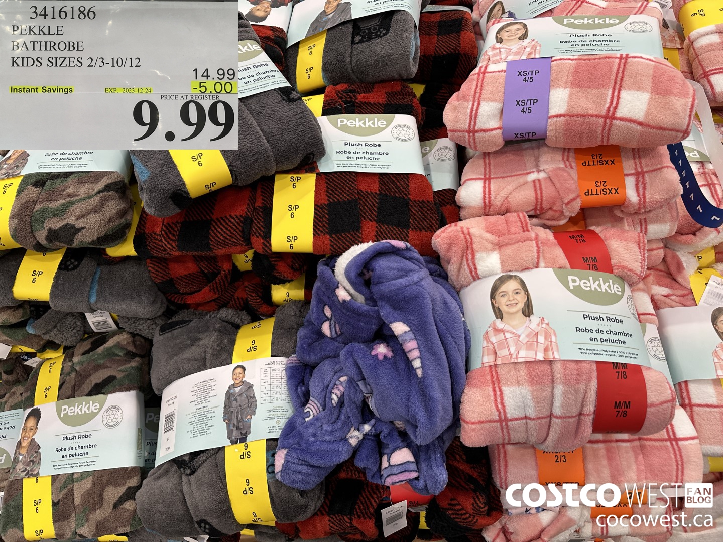 3416186 PEKKLE BATHROBE KIDS SIZES 2/3-10/12 ($5.00 INSTANT SAVINGS EXPIRES ON 2023-12-24) $9.99