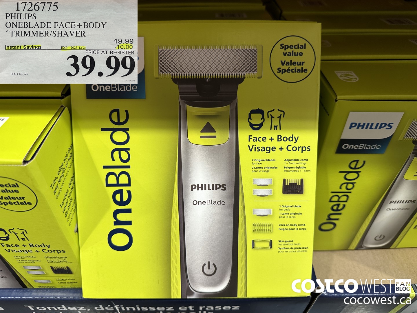 1726775 PHILIPS ONEBLADE FACE + BODY TRIMMER/SHAVER ($10.00 INSTANT SAVINGS EXPIRES ON 2023-12-24) $39.99