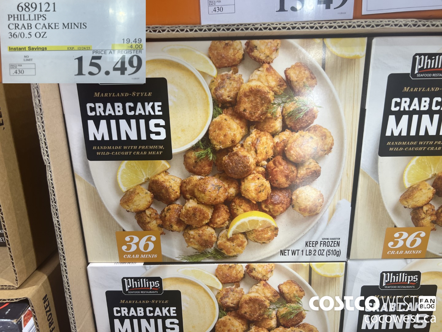 689121 PHILLIPS CRAB CAKE MINIS 36/0.5 OZ ($4.00 INSTANT SAVINGS EXPIRES ON 2023-12-24) $15.49