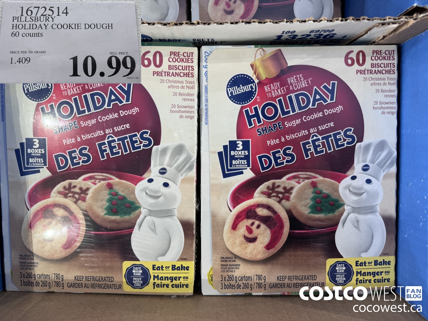 1672514 PILLSBURY HOLIDAY COOKIE DOUGH 60 COUNTS $10.99