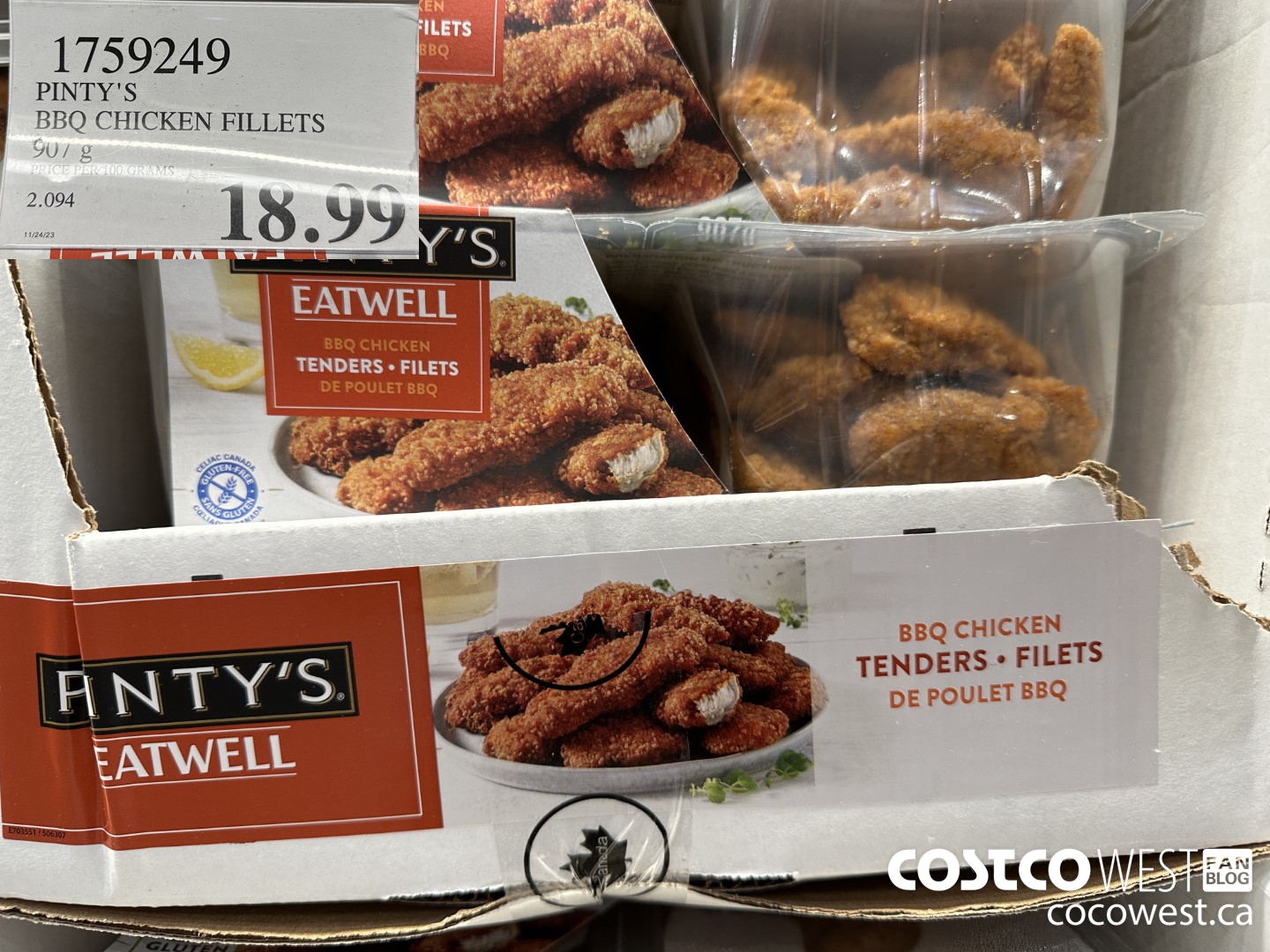 1759249 PINTY'S BBQ CHICKEN FILLETS 907G $18.99