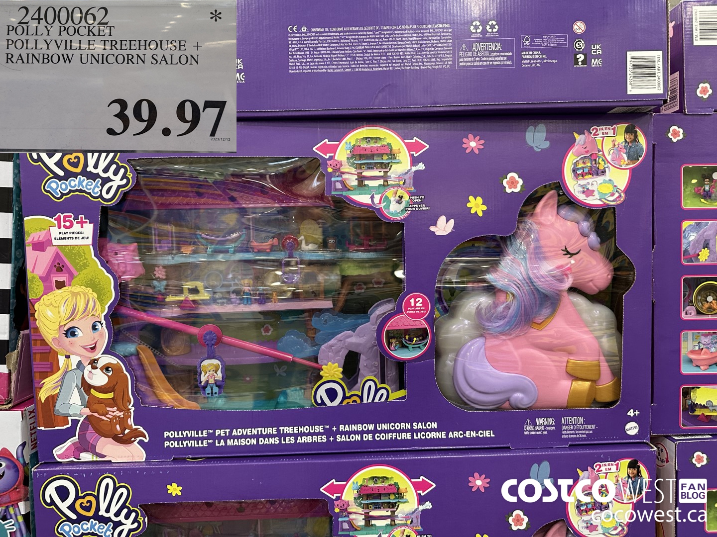 2400062 POLLY POCKET POLLYVILLE TREEHOUSE + RAINBOW UNICORN SALON $39.97