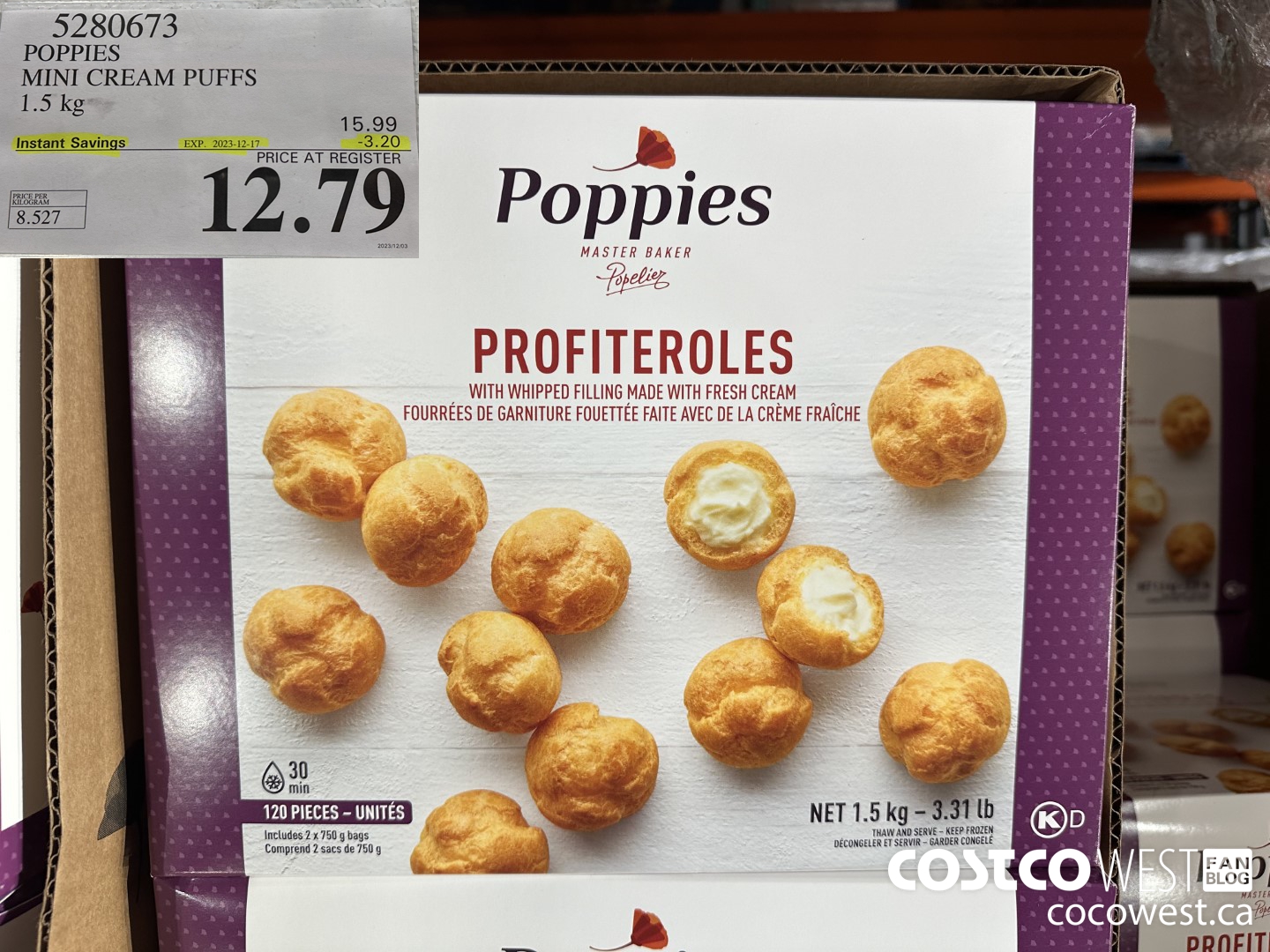 5280673 POPPIES MINI CREAM PUFFS 1.5 kg ($3.20 INSTANT SAVINGS EXPIRES ON 2023-12-17) $12.79