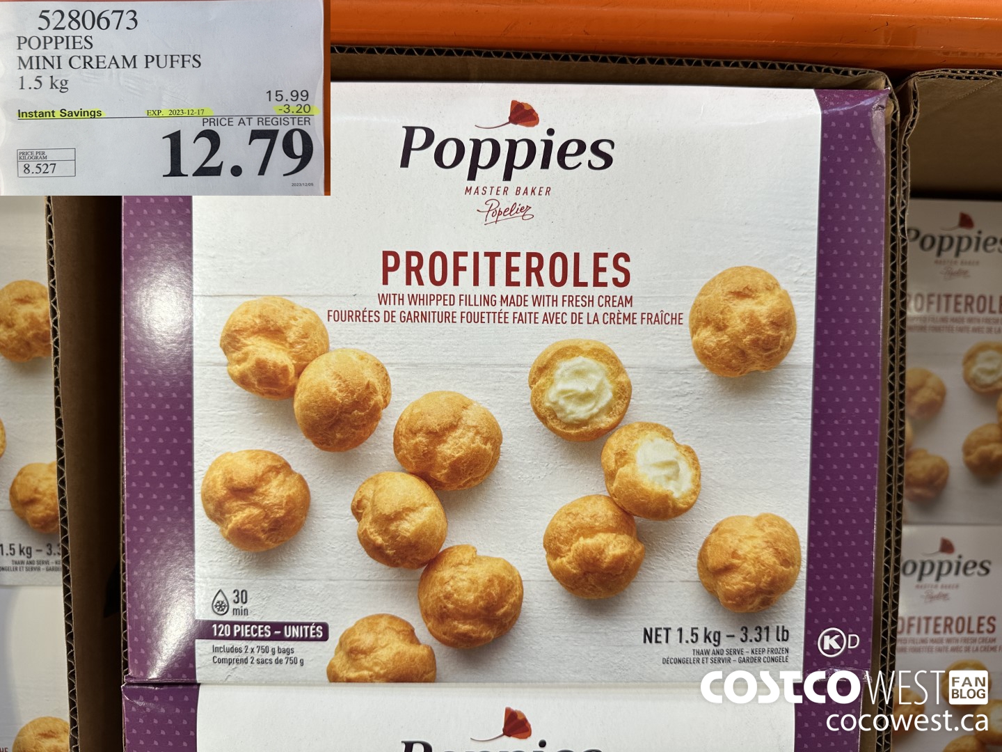 5280673 POPPIES MINI CREAM PUFFS 1.5 kg ($3.20 INSTANT SAVINGS EXPIRES ON 2023-12-17) $12.79