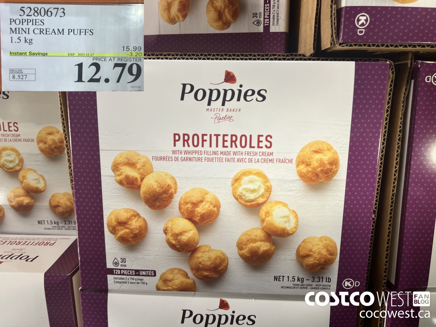 5280673 POPPIES MINI CREAM PUFFS 1.5 kg ($3.20 INSTANT SAVINGS EXPIRES ON 2023-12-17) $12.79