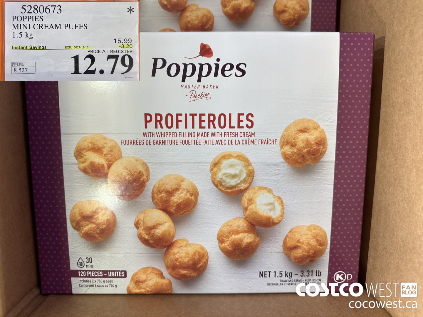 5280673 POPPIES MINI CREAM PUFFS 1.5 kg ($3.20 INSTANT SAVINGS EXPIRES ON 2023-12-17) $12.79