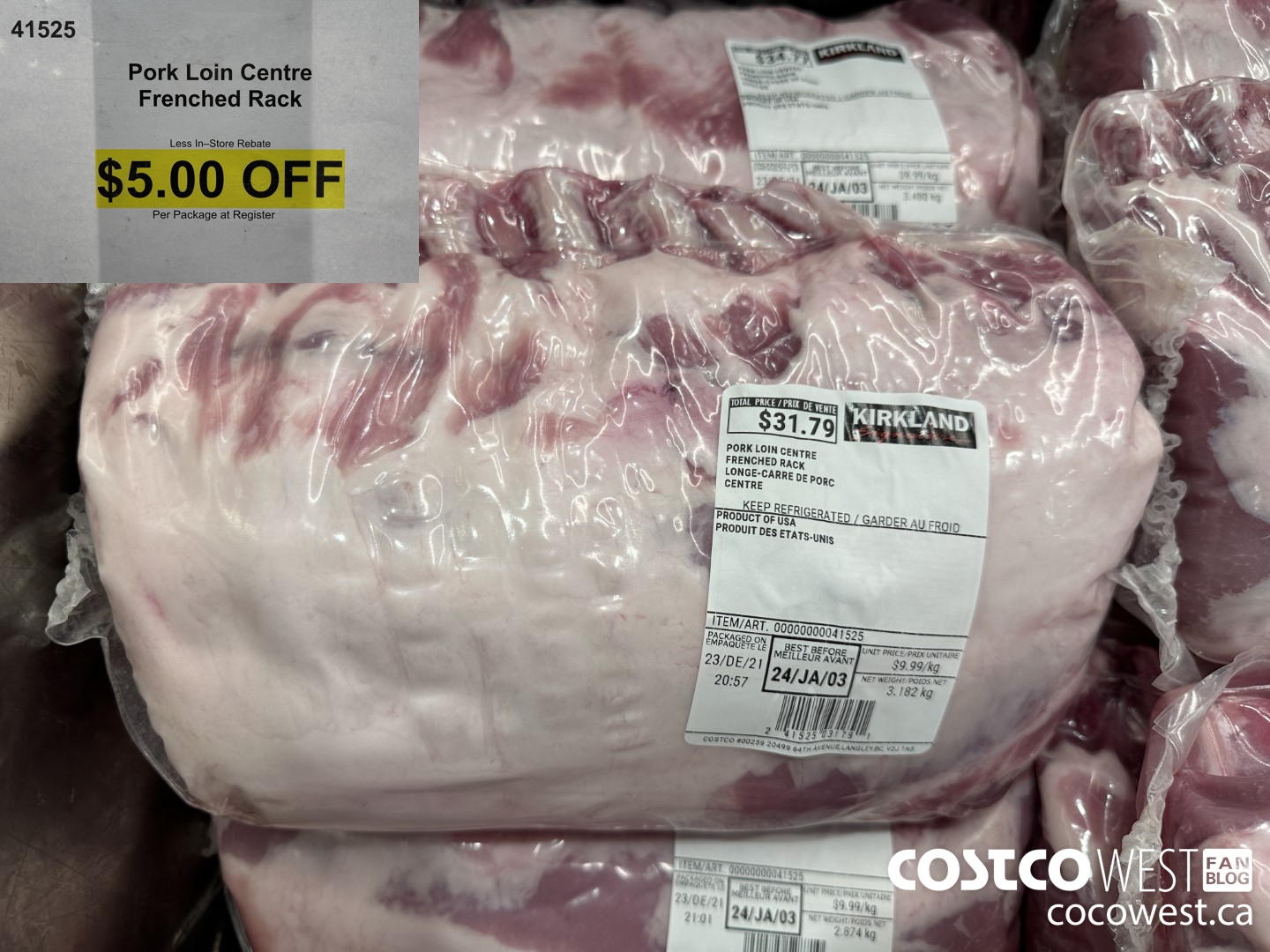 41525 PORK LOIN CENTRE FRENCHED RACK ($5.00 INSTANT SAVINGS)