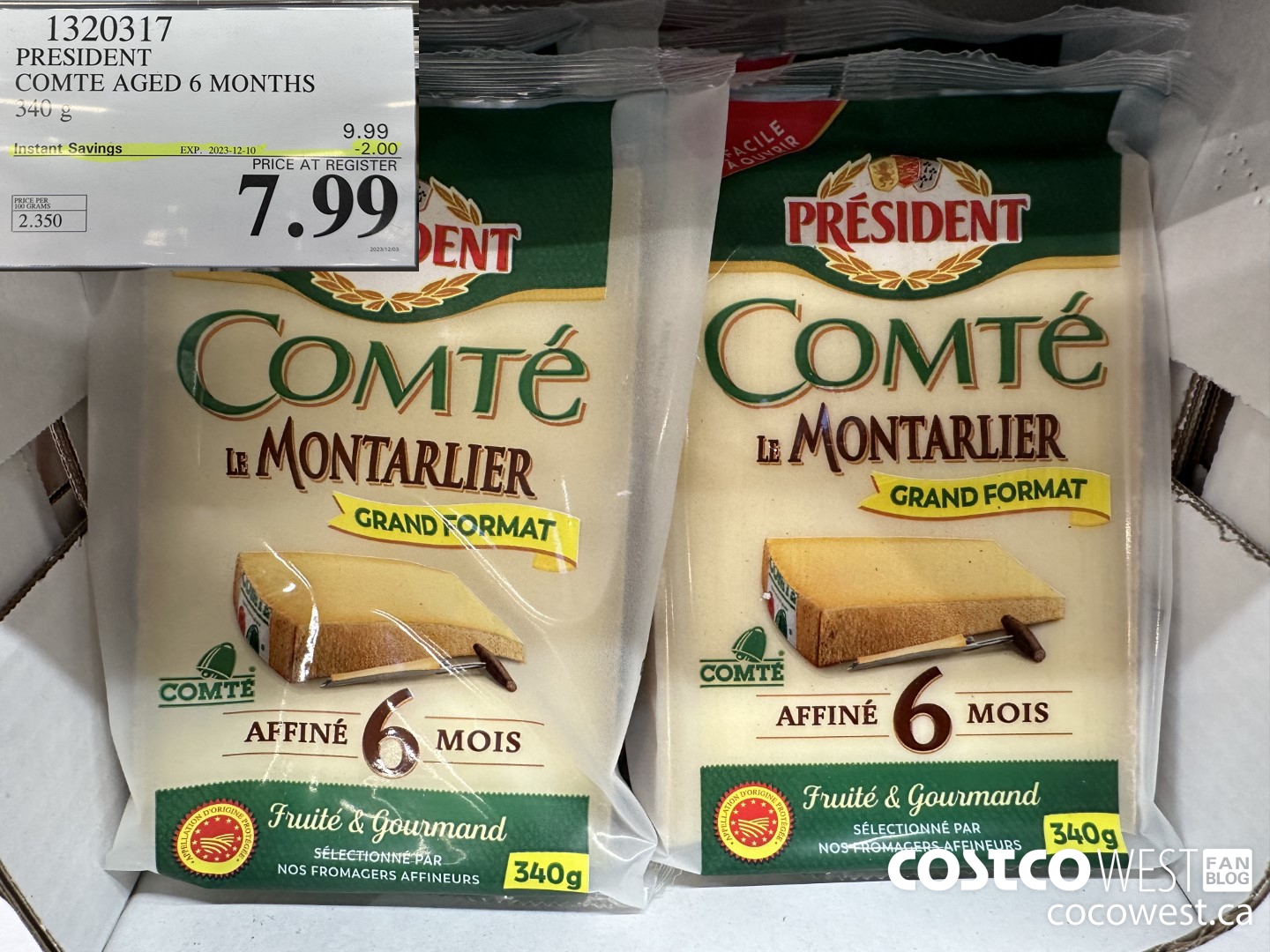 1320317 PRESIDENT COMTE AGED 6 MONTHS 340 G ($2.00 INSTANT SAVINGS EXPIRES ON 2023-12-10) $7.99