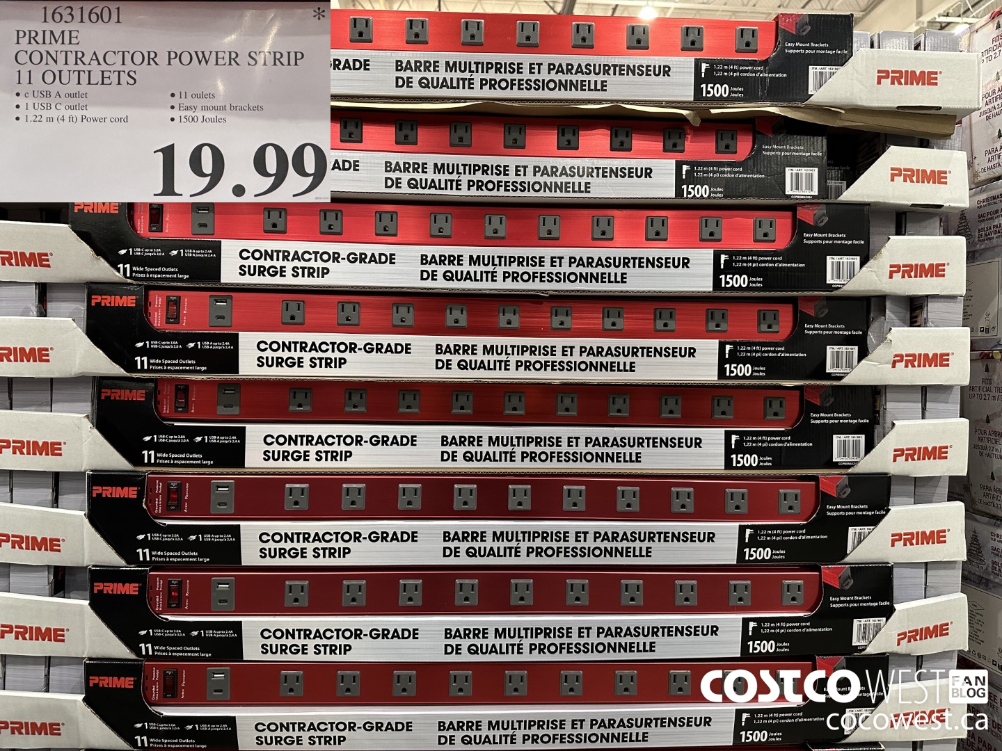 1631601 PRIME CONTRACTOR POWER STRIP 11 OUTLETS $19.99