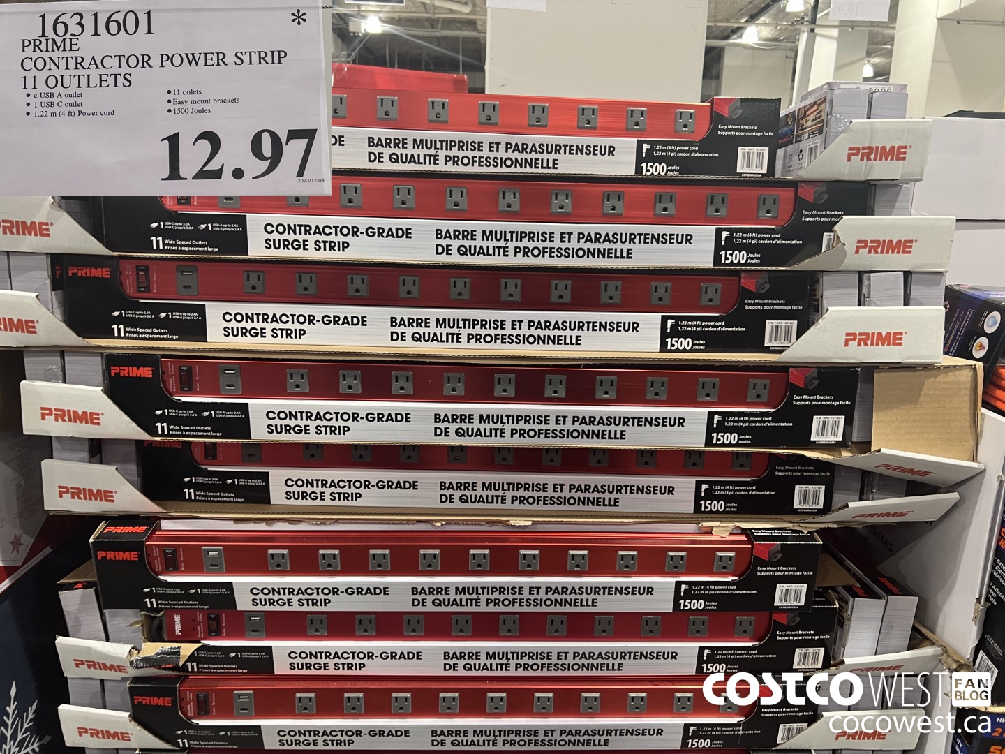 1631601 PRIME CONTRACTOR POWER STRIP 11 OUTLETS $12.97