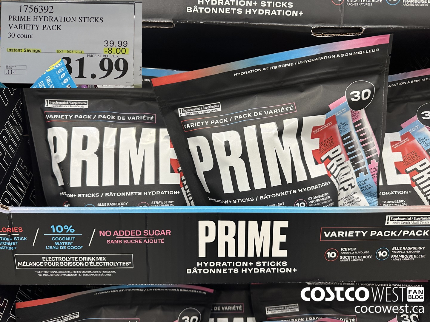 1756392 PRIME HYDRATION STICKS VARIETY PACK 30 COUNT ($8.00 INSTANT SAVINGS EXPIRES ON 2023-12-24) $31.99