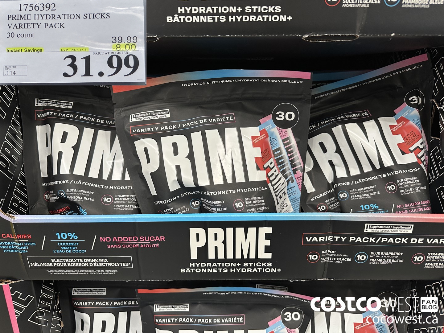 1756392 PRIME HYDRATION STICKS VARIETY PACK 30 COUNT ($8.00 INSTANT SAVINGS EXPIRES ON 2023-12-31) $31.99