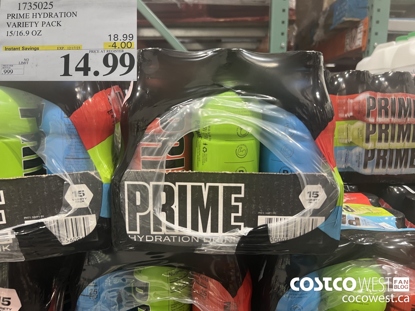 1735025 PRIME HYDRATION VARIETY PACK 15/16.9 OZ ($4.00 INSTANT SAVINGS EXPIRES ON 2023-12-17) $14.99