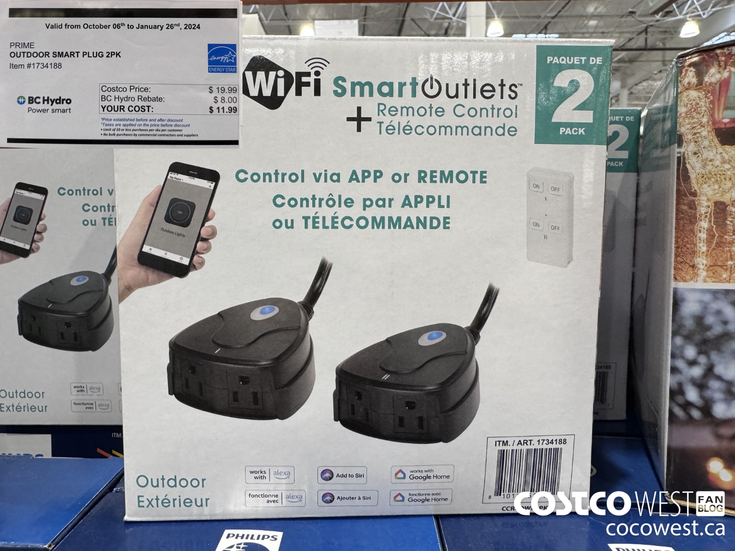 1734188 PRIME OUTDOOR SMART PLUG 2PK ($8.00 INSTANT SAVINGS EXPIRES ON 2024-01-26) $11.99