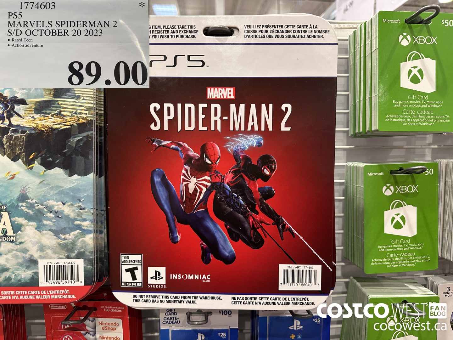 1774603 PS5 MARVEL SPIDERMAN 2 S/D OCTOBER 20 2023 $89.00