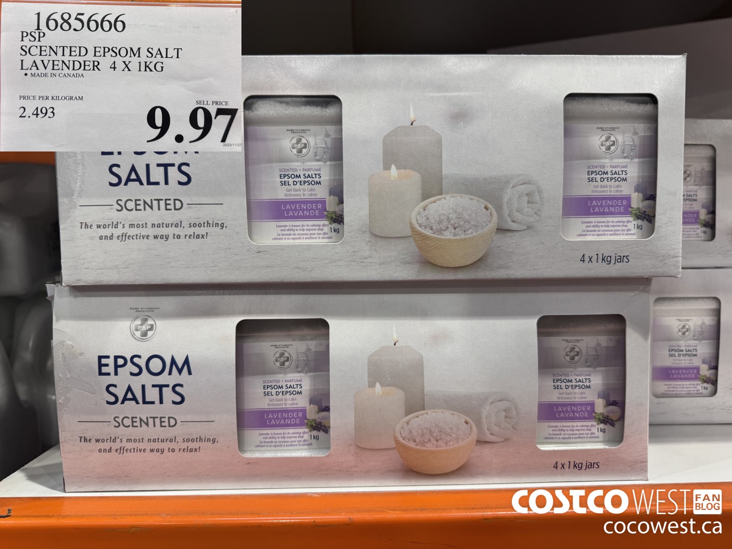 1685666 PSP SCENTED EPSON SALT LAVENDER 4 X 1KG $9.97