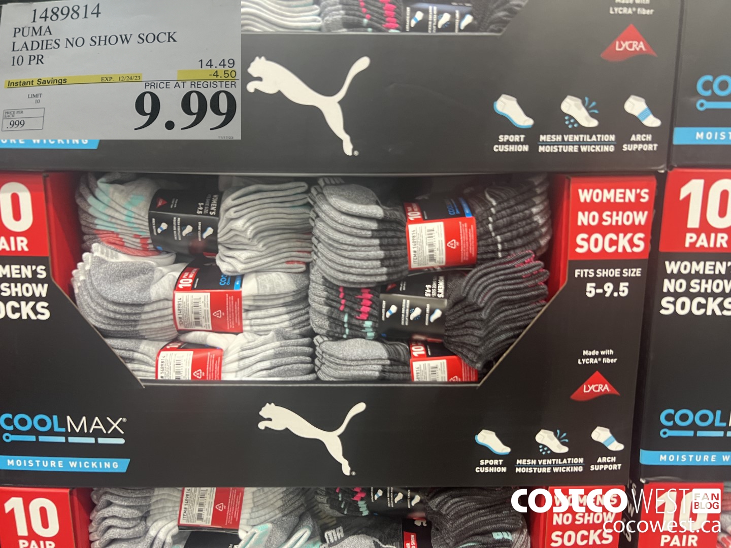 1489814 PUMA LADIES NO SNOW SOCK 10 PR ($4.50 INSTANT SAVINGS EXPIRES ON 2023-12-24) $9.99