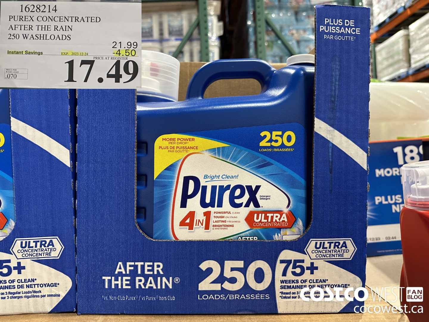 1628214 PUREX CONCENTRATED AFTER THE RAIN 250 WASHLOADS ($4.50 INSTANT SAVINGS EXPIRES ON 2023-12-24) $17.49