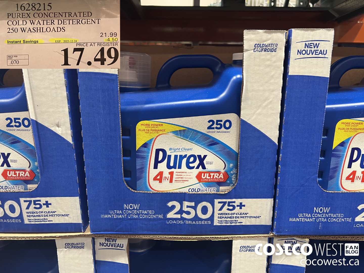 1628215 PUREX CONCENTRATED COLD WATER DETERGENT 250 WASHLOADS ($4.50 INSTANT SAVINGS EXPIRES ON 2023-12-24) $17.49