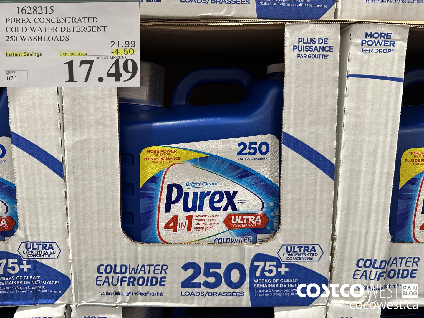 1628215 PUREX CONCENTRATED COLD WATER DETERGENT 250 WASHLOADS ($4.50 INSTANT SAVINGS EXPIRES ON 2023-12-24) $17.49