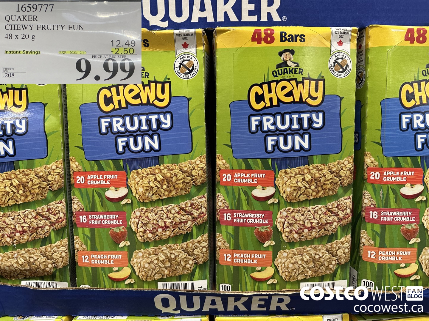 1659777 QUAKER CHEWY FRUIT FUN 48 X 20 G ($2.50 INSTANT SAVINGS EXPIRES ON 2023-12-10) $9.99