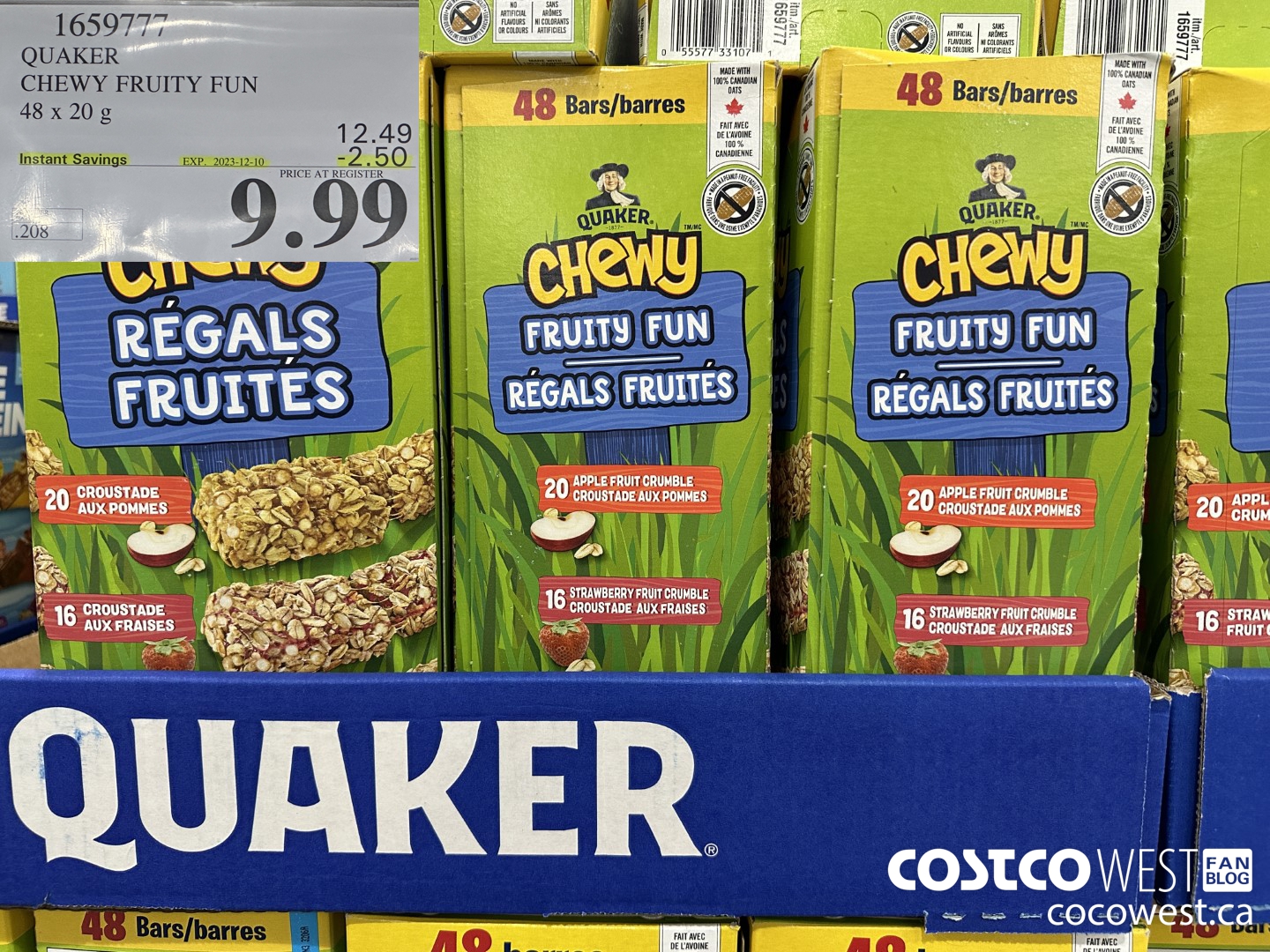 1659777 QUAKER CHEWY FRUIT FUN 48 X 20 G ($2.50 INSTANT SAVINGS EXPIRES ON 2023-12-10) $9.99