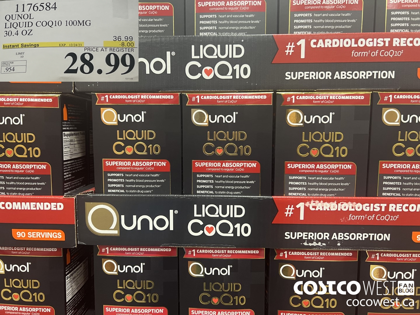1176584 QUNOL LIQUID COQ10 100MG 30.4 OZ ($8.00 INSTANT SAVINGS EXPIRES ON 2023-12-24) $28.99