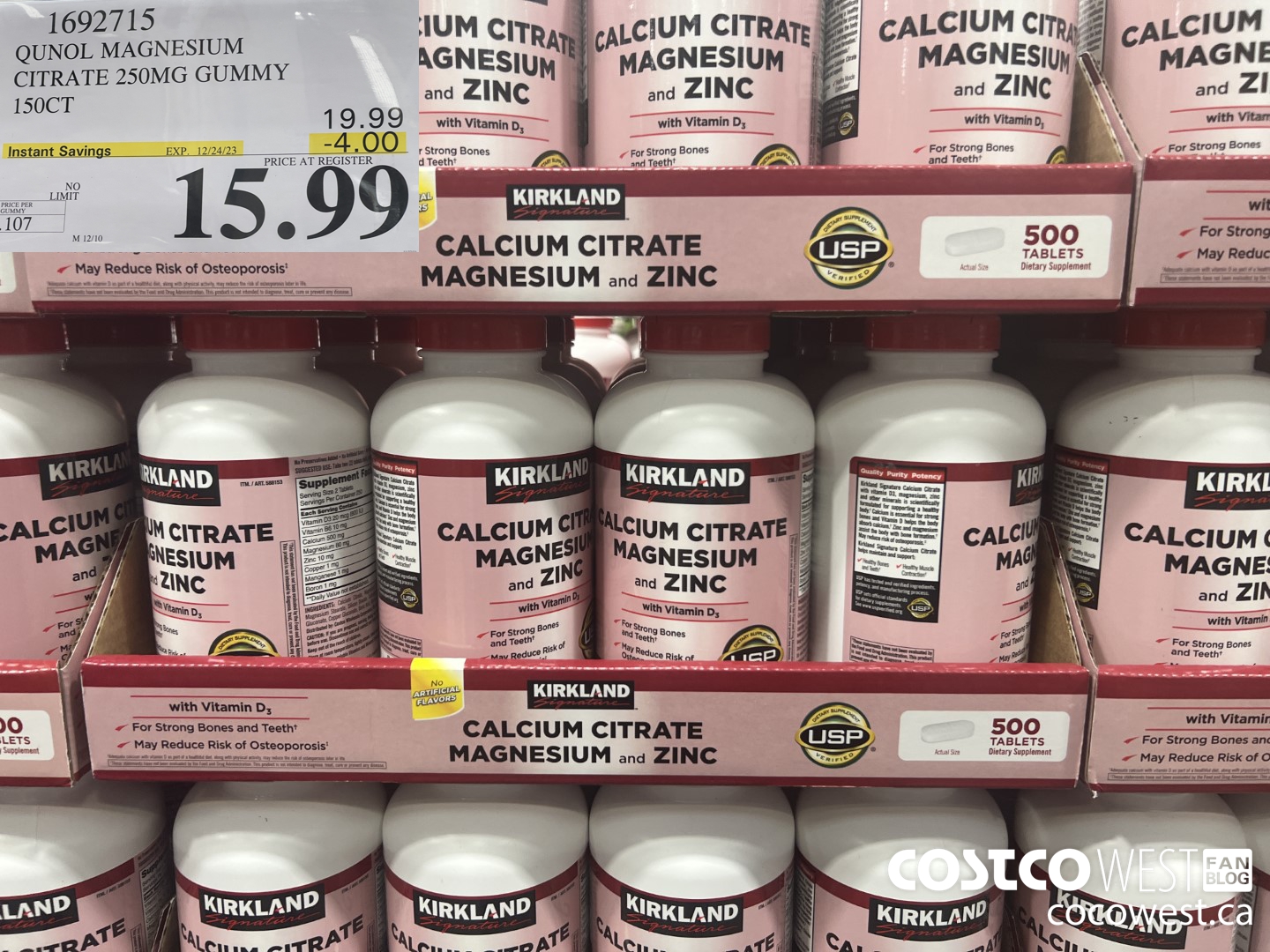 1692715 QUNOL MAGNESIUM CITRATE 250MG GUMMY 150CT ($4.00 INSTANT SAVINGS EXPIRES ON 2023-12-24) $15.99