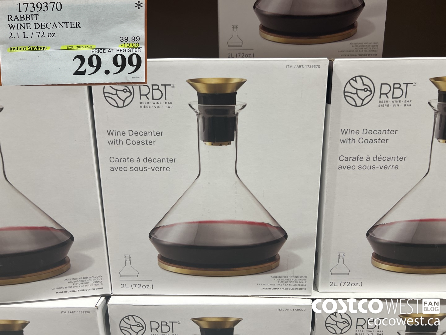 1739370 RABBIT WINE DECANTER 2.1L / 72 OZ ($10.00 INSTANT SAVINGS EXPIRES ON 2023-12-24) $29.99