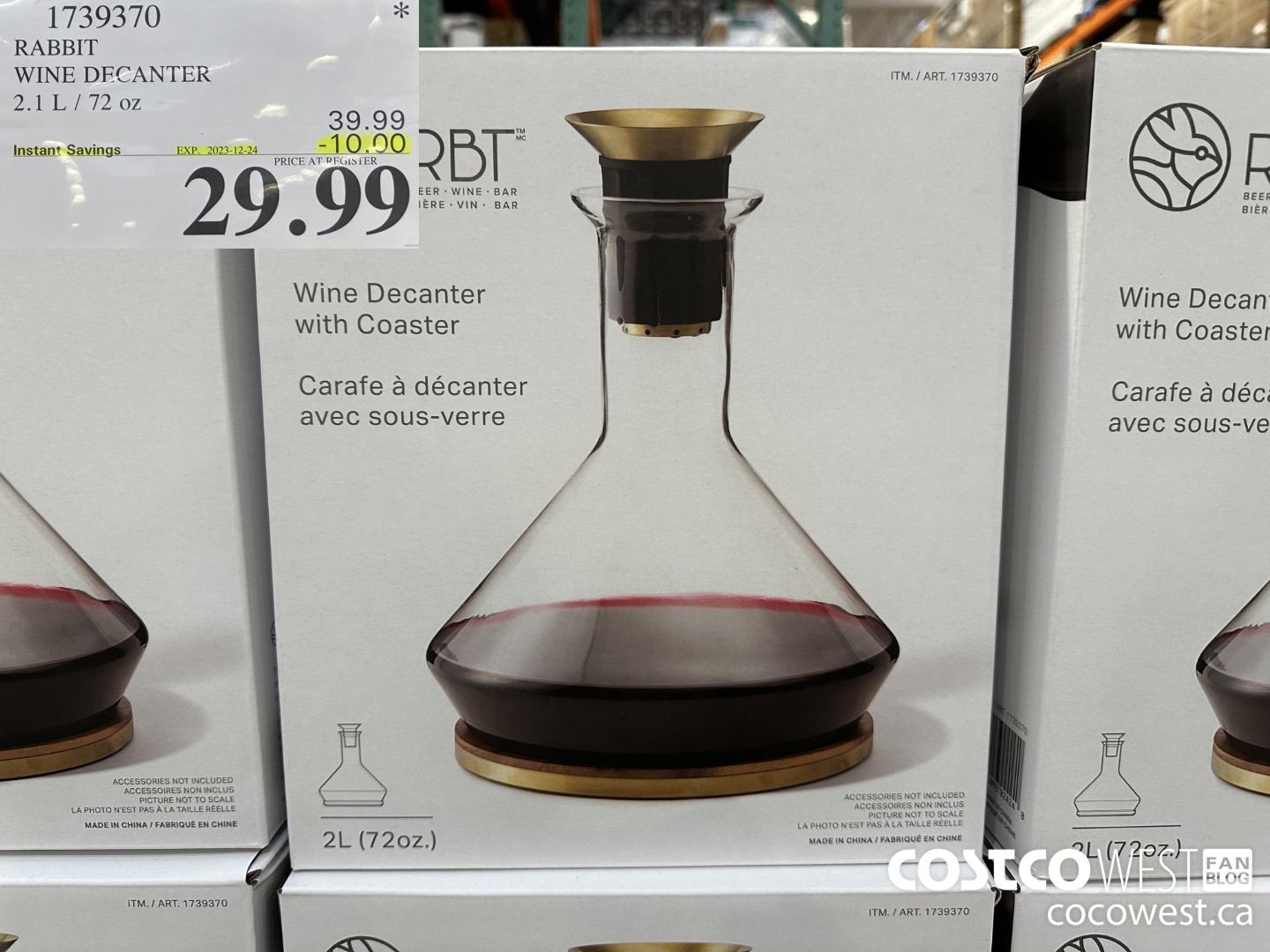 1739370 RABBIT WINE DECANTER 2.1L / 72 OZ ($10.00 INSTANT SAVINGS EXPIRES ON 2023-12-24) $29.99