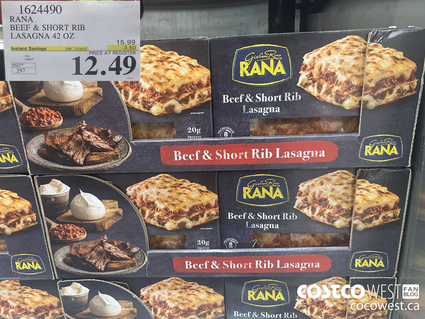 1624490 RANA BEEF & SHORT RIB LASAGNA 42 OZ ($3.50 INSTANT SAVINGS EXPIRES ON 2023-12-24) $12.49