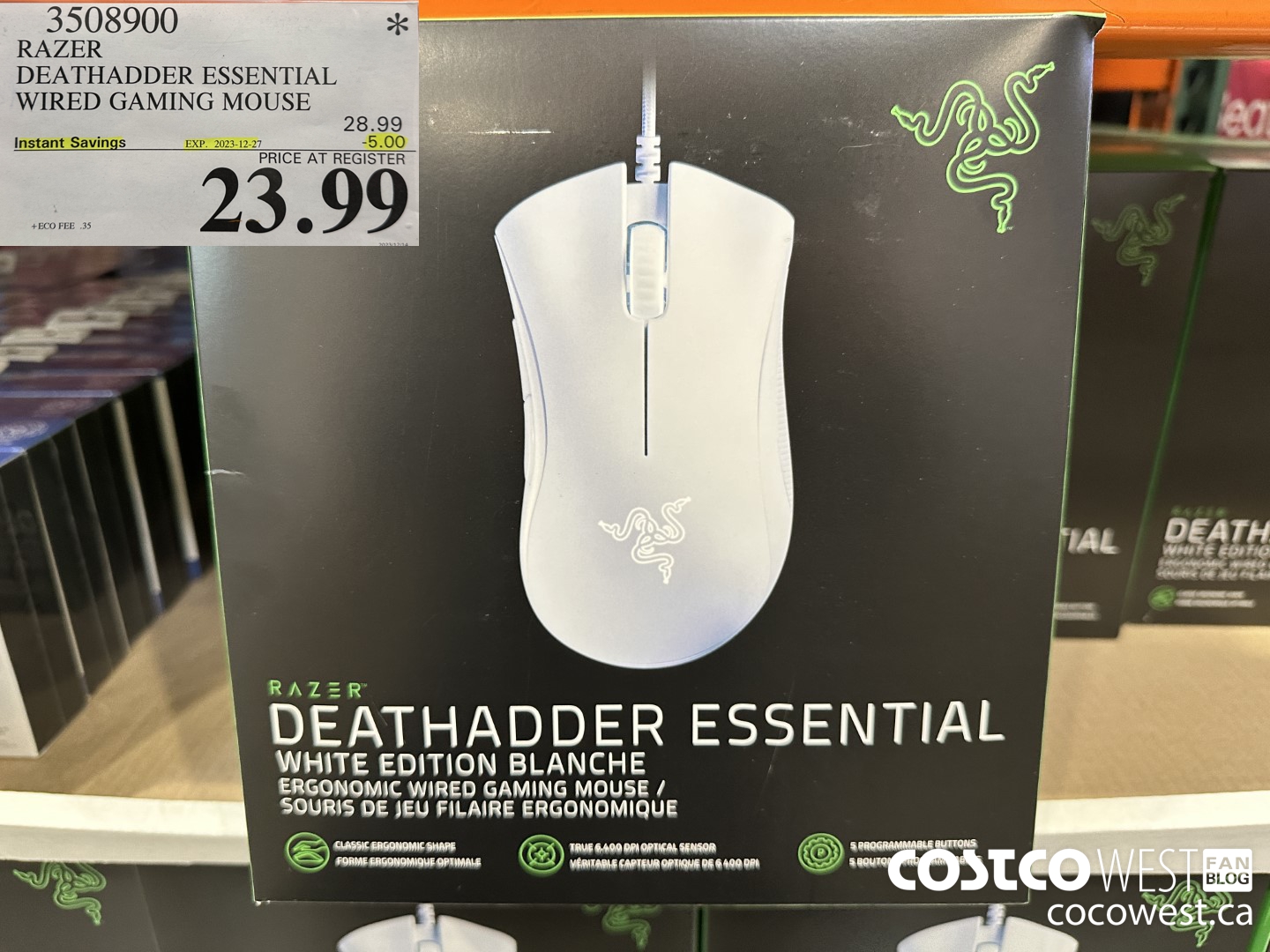 3508900 RAZER DEATHADDER ESSENTIAL WIRED GAMING MOUSE ($5.00 INSTANT SAVINGS EXPIRES ON 2023-12-27) $23.99