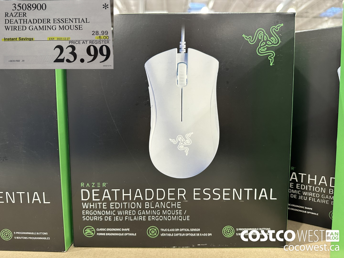 3508900 RAZER DEATHADDER ESSENTIAL WIRED GAMING MOUSE ($5.00 INSTANT SAVINGS EXPIRES ON 2023-12-27) $23.99