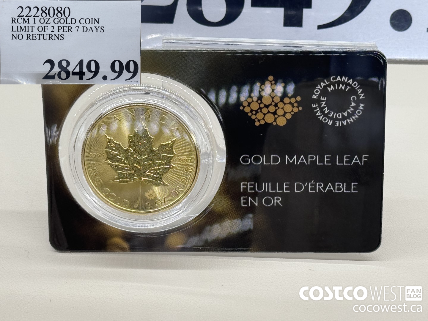 2228080 RCM 1 OZ GOLD COIN LIMIT OF 2 PER 7 DAYS NO RETURNS $2849.99