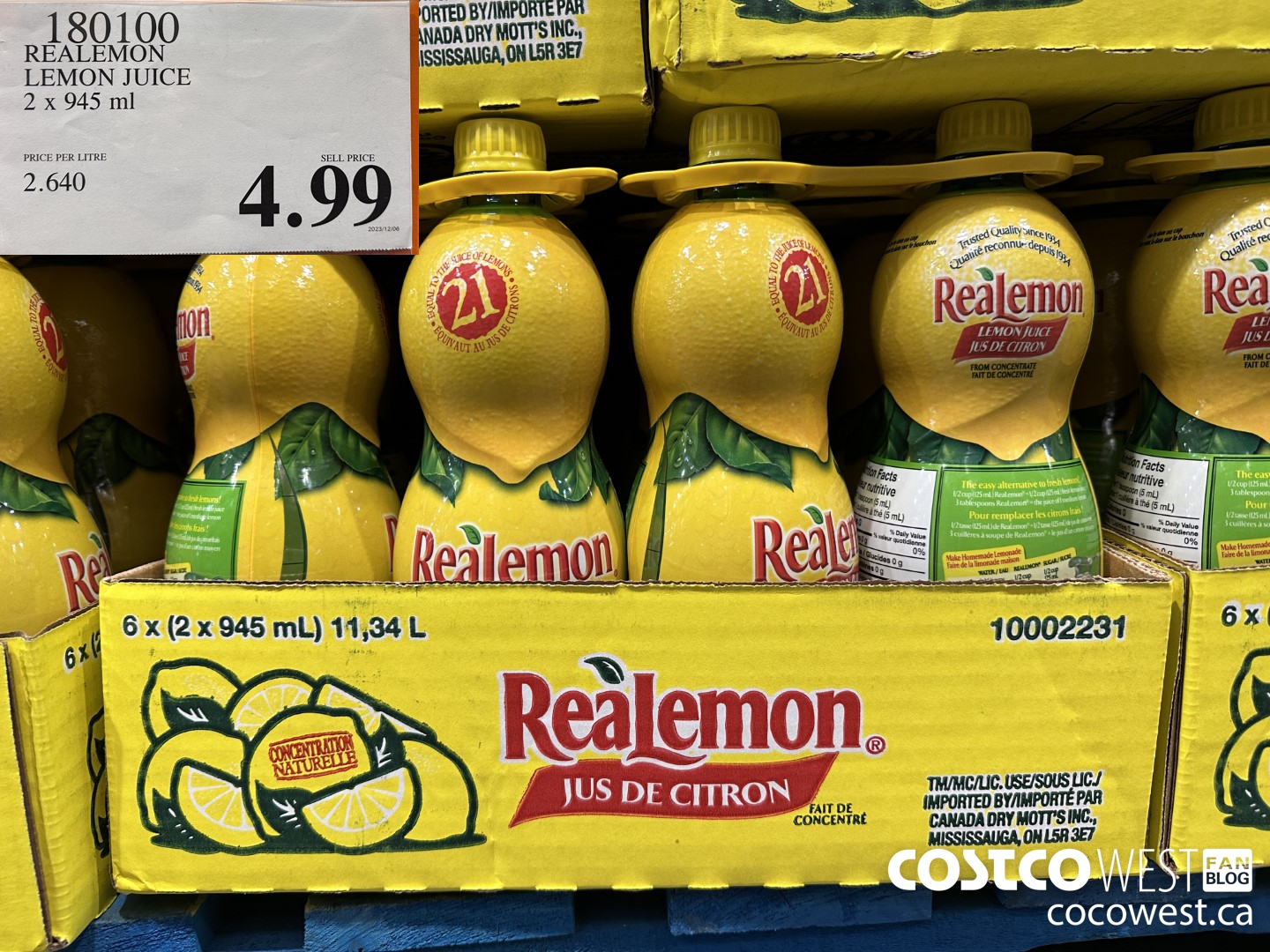 180100 REALEMON LEMON JUICE 2 x 945 ml $4.99
