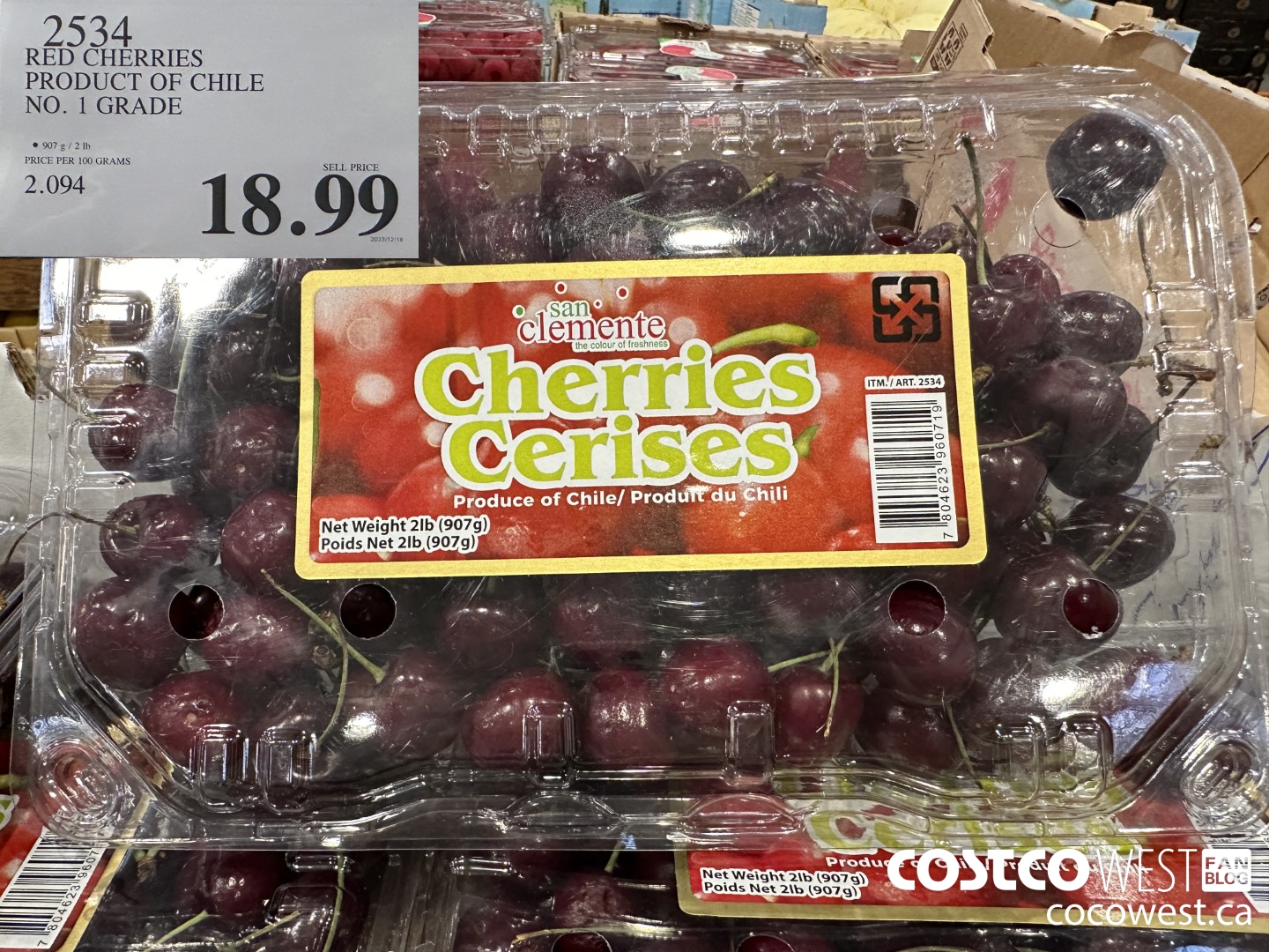 2534 RED CHERRIES PRODUCT OF CHILE NO 1 GRADE $18.99