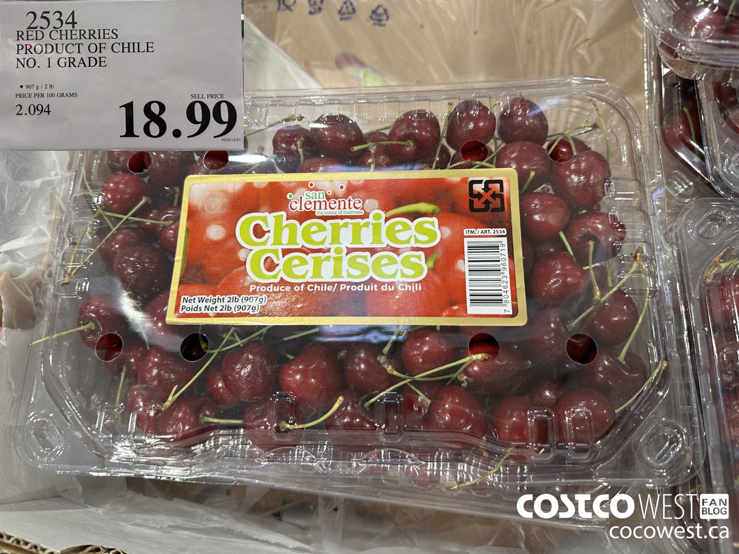 2534 RED CHERRIES PRODUCT OF CHILE NO 1 GRADE $18.99