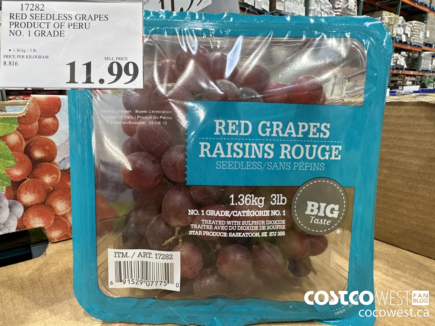 17282 RED SEEDLESS GRAPES PRODUCT OF PERU NO. 1 GRADE $11.99