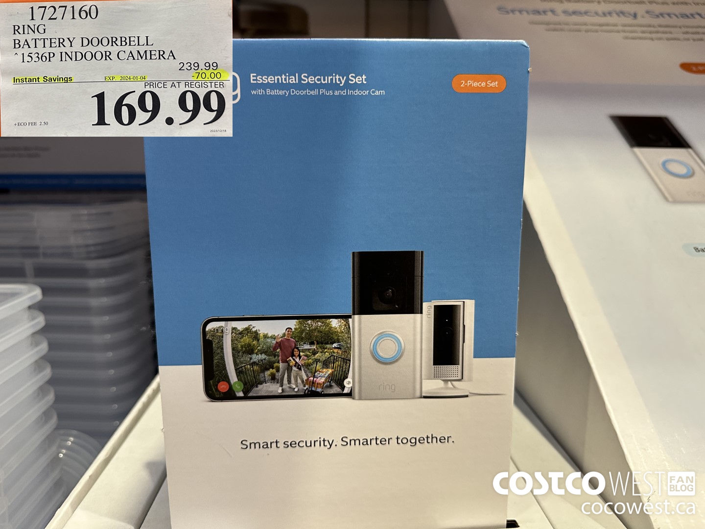 1727160 RING BATTERY DOORBELL 1536P INDOOR CAMERA ($70.00 INSTANT SAVINGS EXPIRES ON 2024-01-04) $169.99