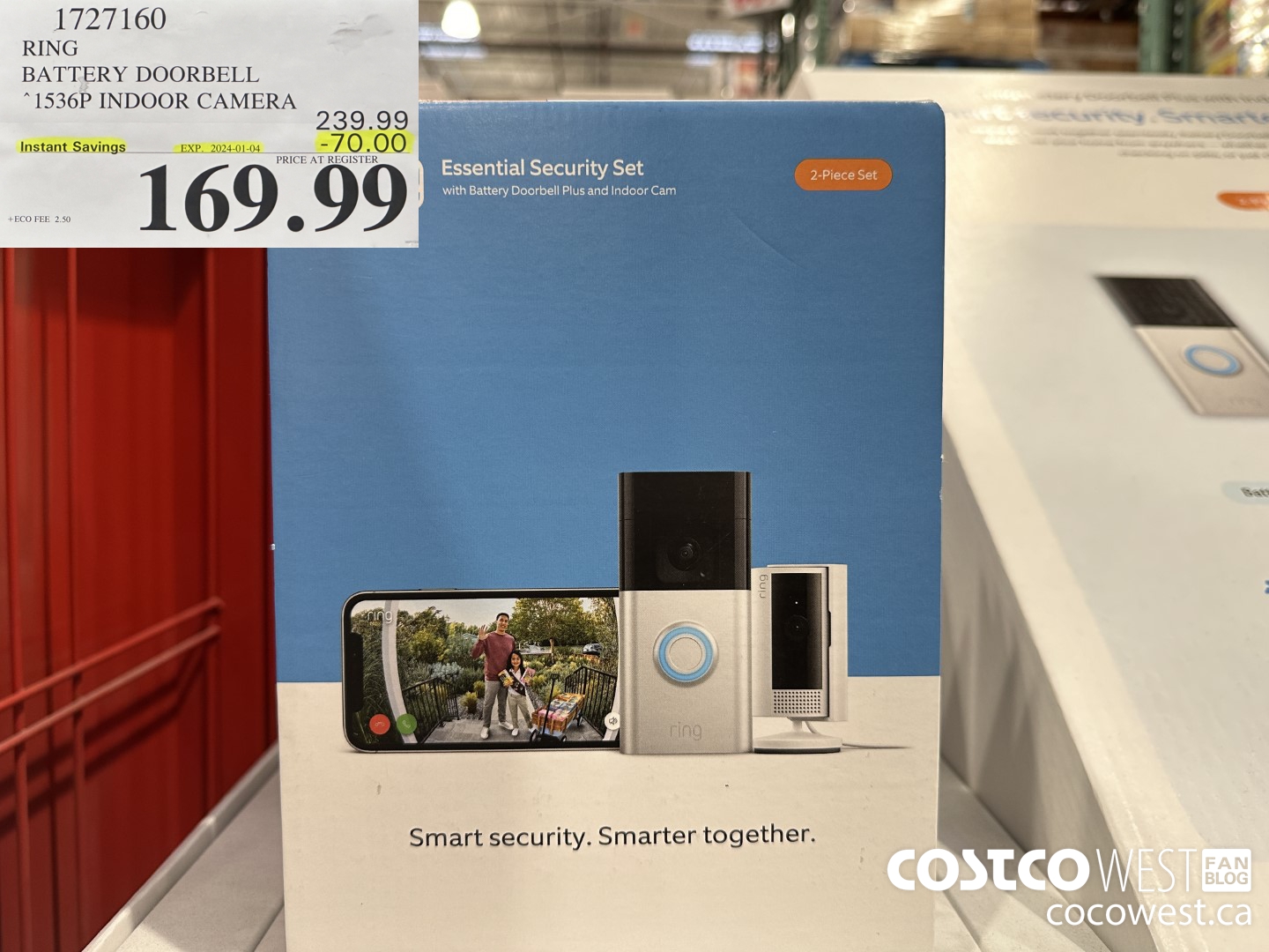 1727160 RING BATTERY DOORBELL 1536P INDOOR CAMERA ($70.00 INSTANT SAVINGS EXPIRES ON 2024-01-04) $169.99