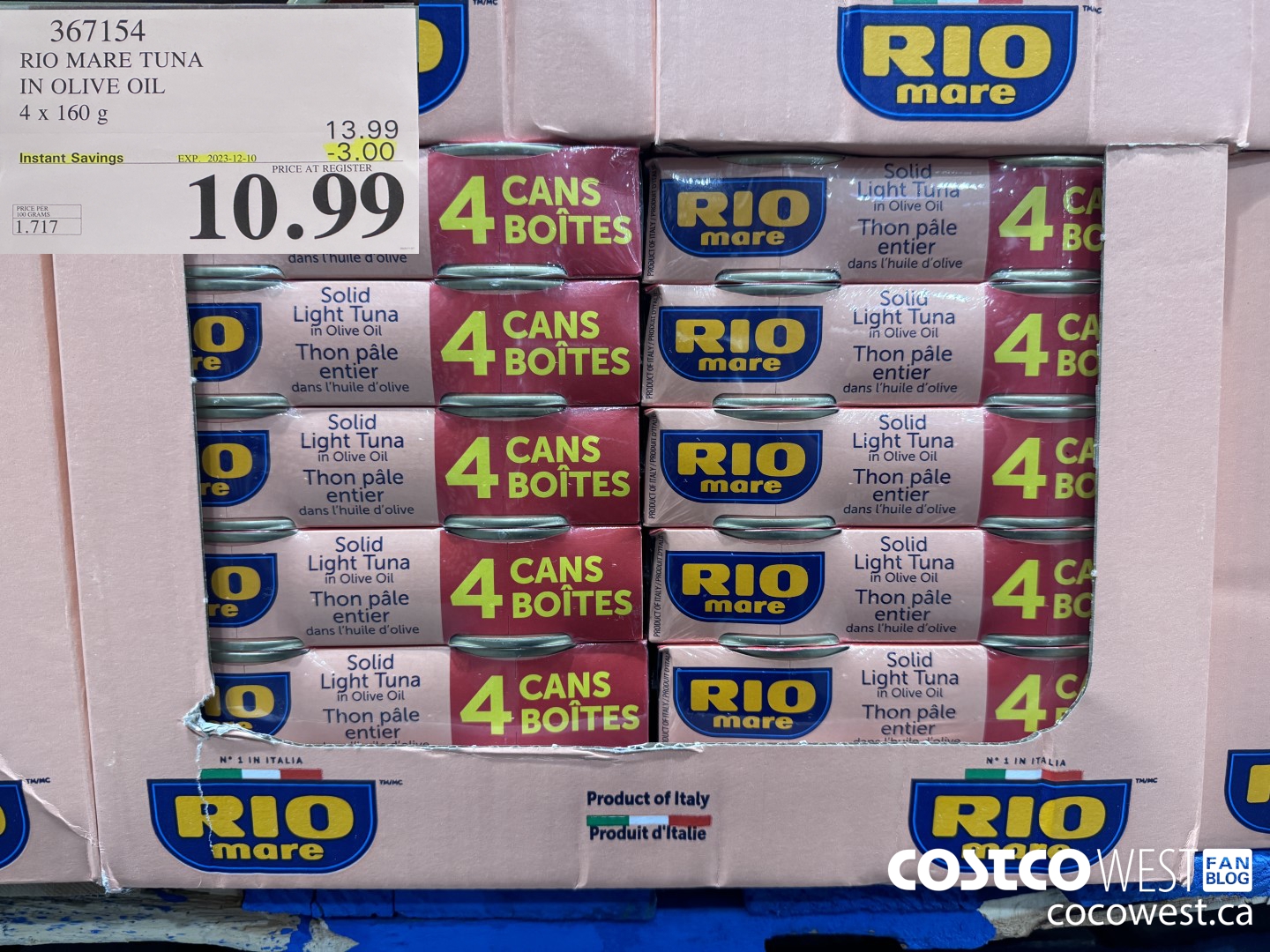 367154 RIO MARE TUNA IN OLIVE OIL 4 x 160 g ($3.00 INSTANT SAVINGS EXPIRES ON 2023-12-10) $10.99
