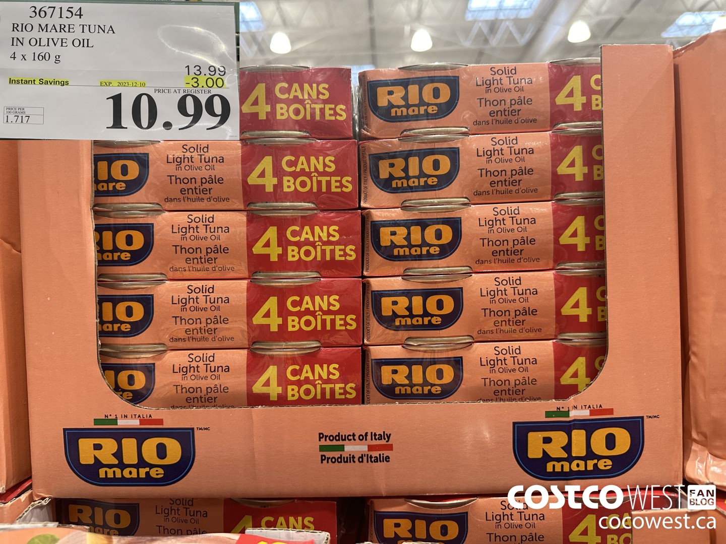 367154 RIO MARE TUNA IN OLIVE OIL 4 x 160 g ($3.00 INSTANT SAVINGS EXPIRES ON 2023-12-10) $10.99