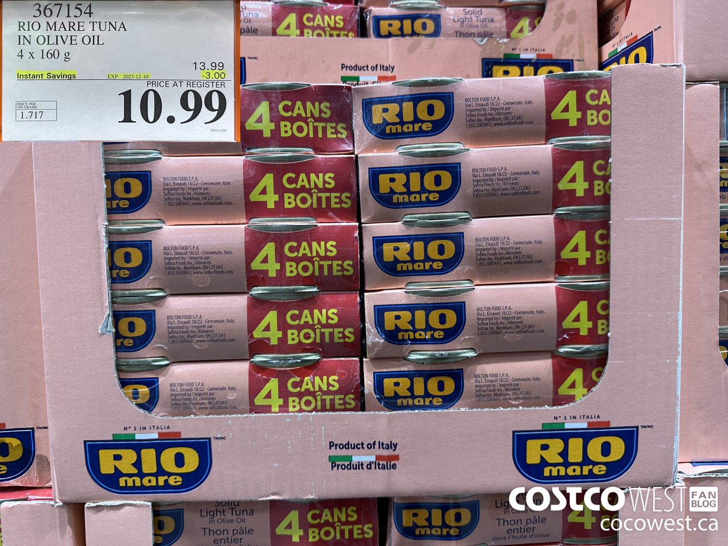 367154 RIO MARE TUNA IN OLIVE OIL 4 x 160 g ($3.00 INSTANT SAVINGS EXPIRES ON 2023-12-10) $10.99