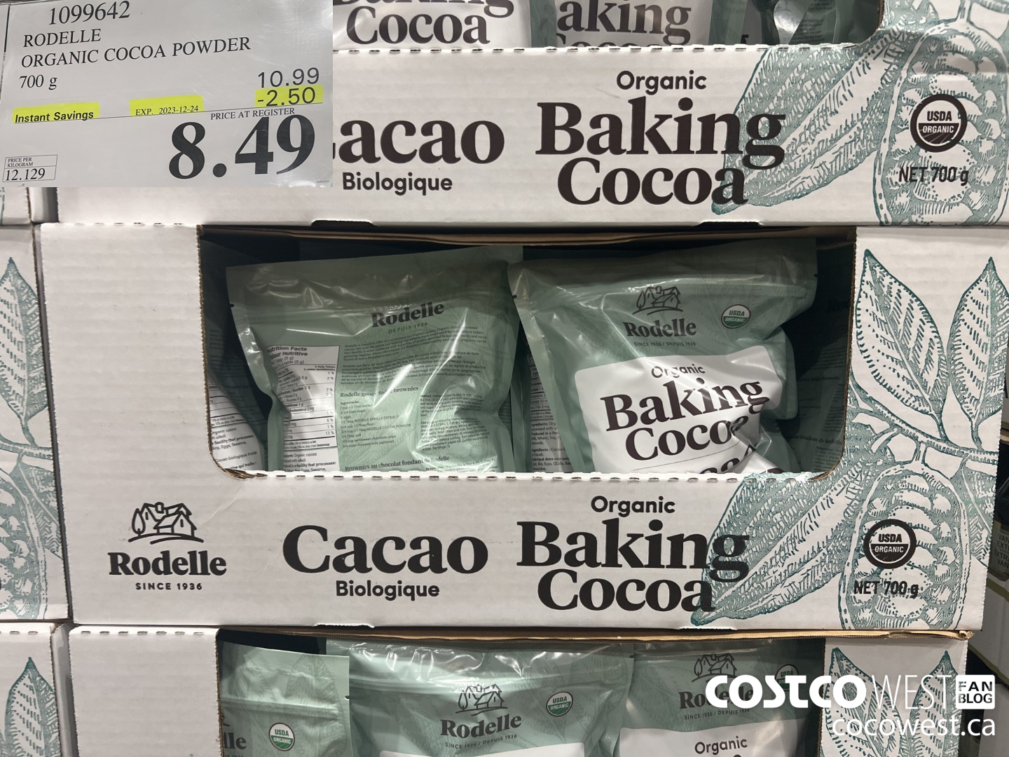 1099642 RODELLE ORGANIC COCOA POWDER 700g ($2.50 INSTANT SAVINGS EXPIRES ON 2023-12-24) $8.49