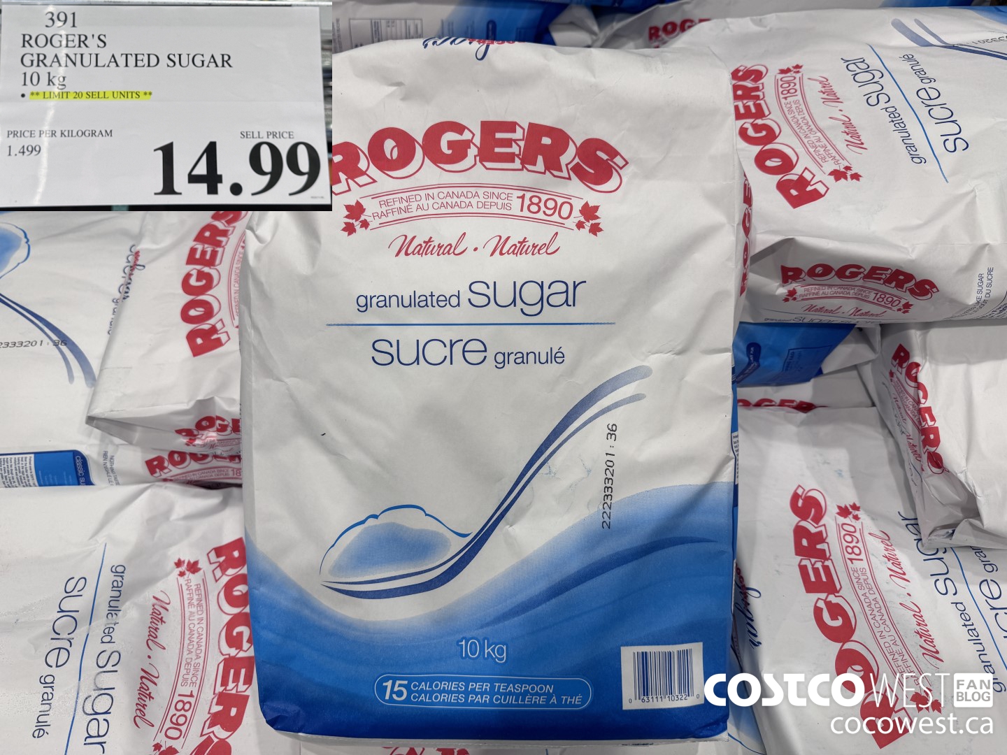 391 ROGER'S GRANULATED SUGAR 10 kg $14.99