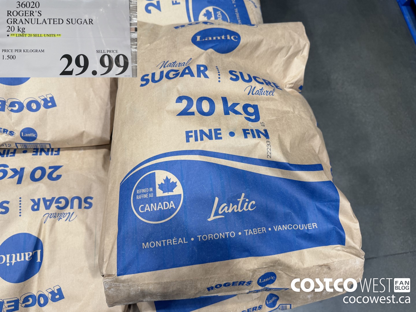 36020 ROGERS GRANULATED SUGAR 20 kg $29.99