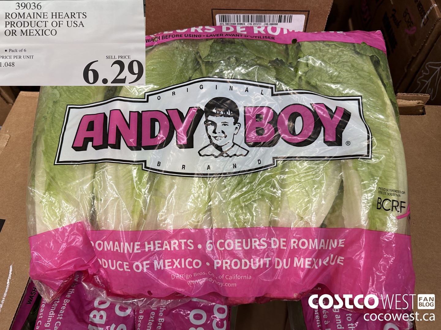 39036 ROMAINE HEARTS PRODUCT OF USA OR MEXICO $6.29