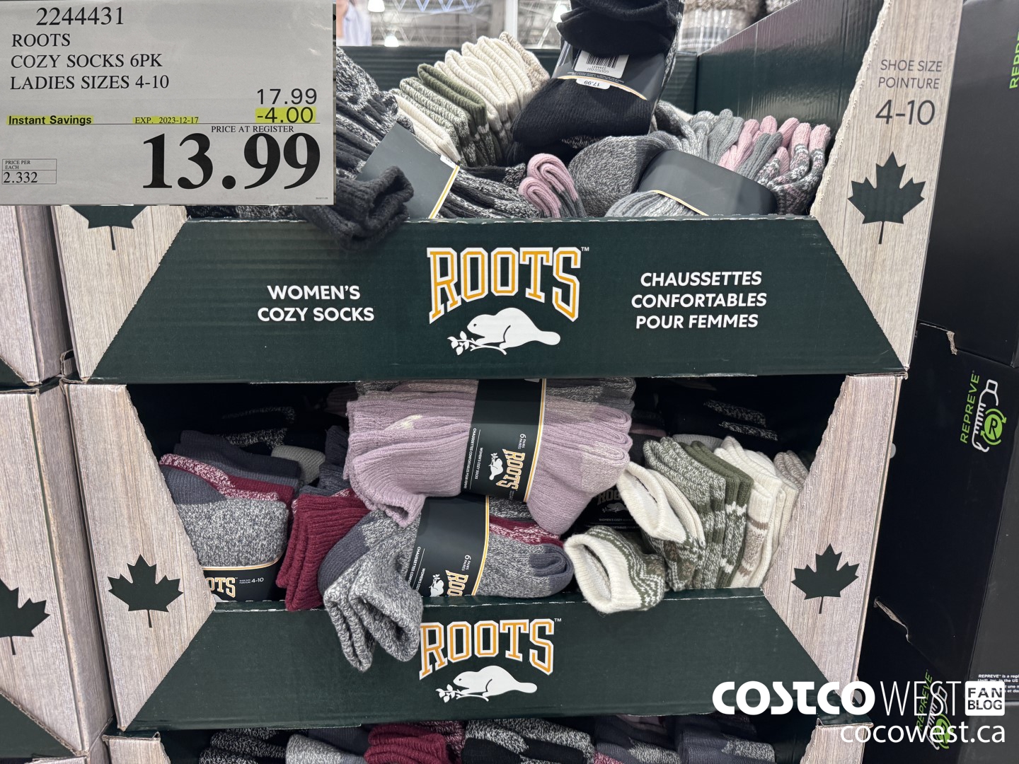 2244431 ROOTS COZY SOCKS 6PK LADIES SIZES 4-10 ($4.00 INSTANT SAVINGS EXPIRES ON 2023-12-17) $13.99