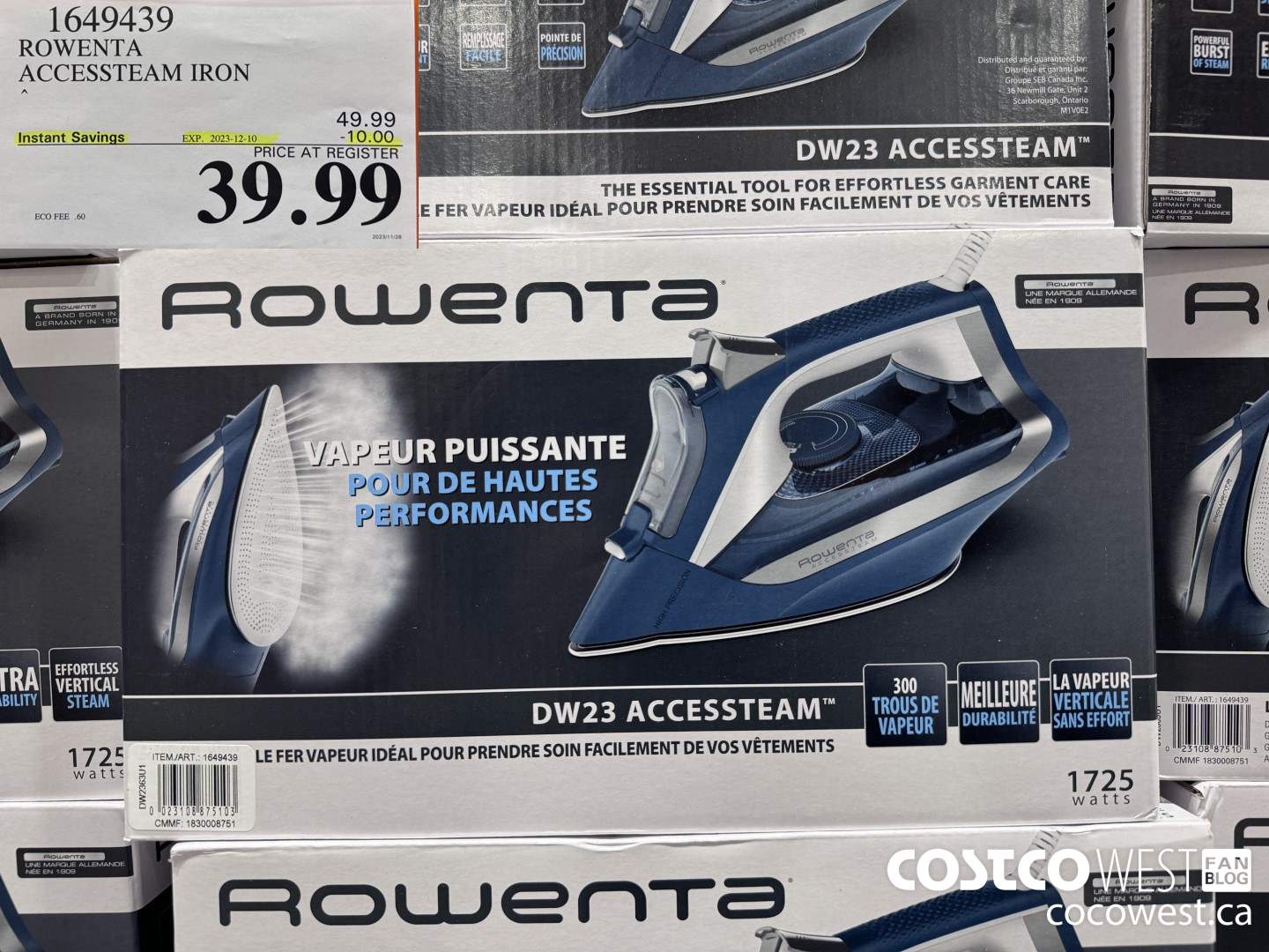 1649439 ROWENTA ACCESS STEAM IRON ($10.00 INSTANT SAVINGS EXPIRES ON 2023-12-10) $39.99